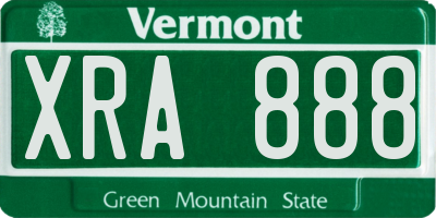 VT license plate XRA888