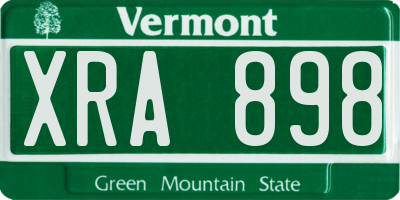 VT license plate XRA898