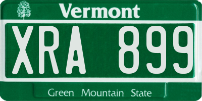 VT license plate XRA899