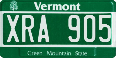 VT license plate XRA905