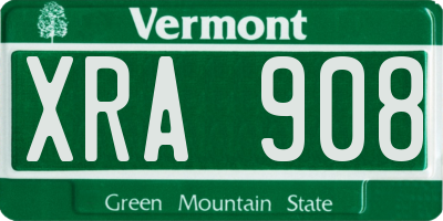 VT license plate XRA908
