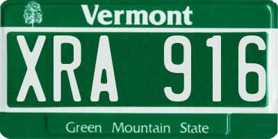 VT license plate XRA916