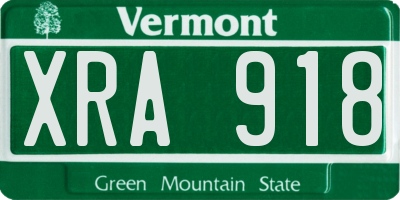 VT license plate XRA918
