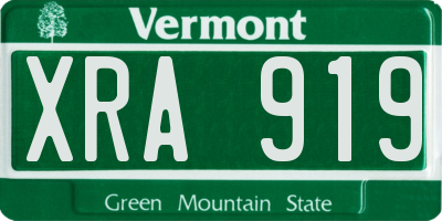 VT license plate XRA919