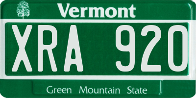VT license plate XRA920