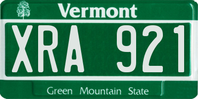 VT license plate XRA921