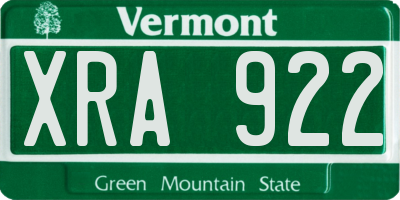 VT license plate XRA922