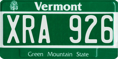 VT license plate XRA926