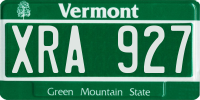 VT license plate XRA927