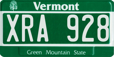 VT license plate XRA928