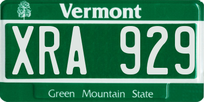 VT license plate XRA929