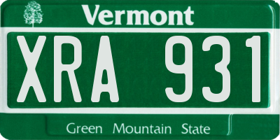 VT license plate XRA931