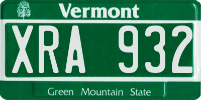 VT license plate XRA932