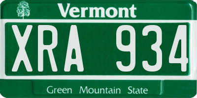 VT license plate XRA934