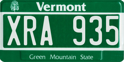 VT license plate XRA935