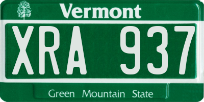 VT license plate XRA937