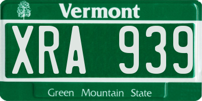 VT license plate XRA939