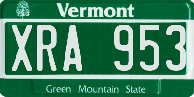 VT license plate XRA953