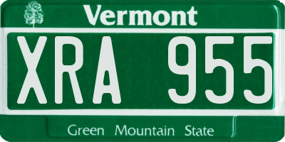 VT license plate XRA955