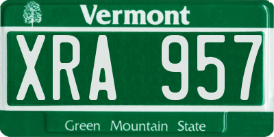 VT license plate XRA957