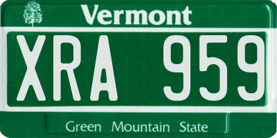 VT license plate XRA959