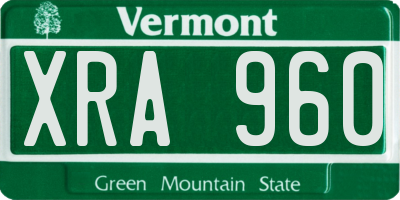 VT license plate XRA960