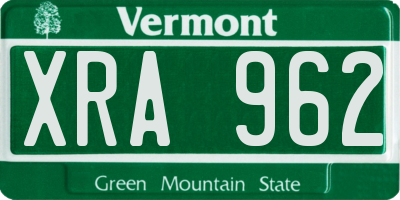 VT license plate XRA962