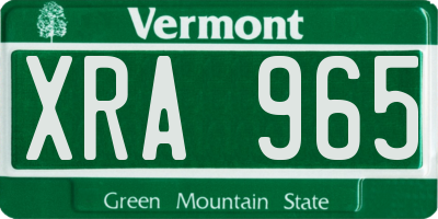 VT license plate XRA965