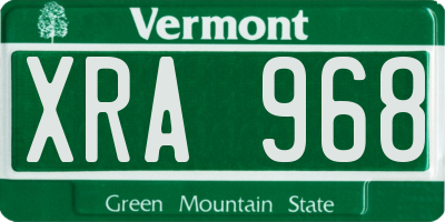 VT license plate XRA968