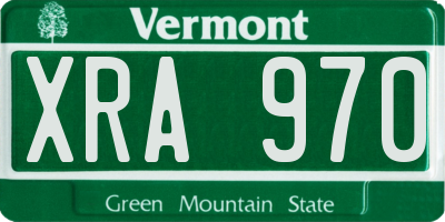 VT license plate XRA970