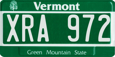 VT license plate XRA972