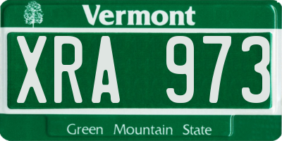 VT license plate XRA973