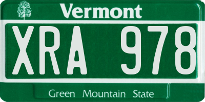 VT license plate XRA978