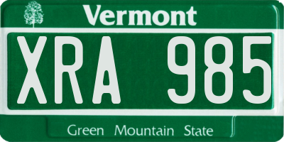VT license plate XRA985