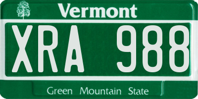 VT license plate XRA988