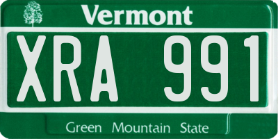 VT license plate XRA991