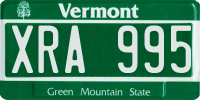 VT license plate XRA995