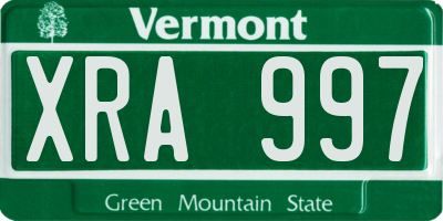 VT license plate XRA997
