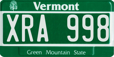 VT license plate XRA998