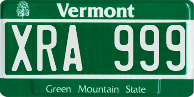 VT license plate XRA999