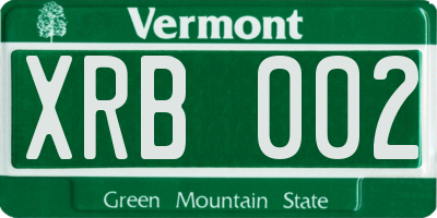 VT license plate XRB002