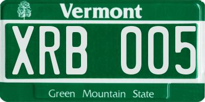 VT license plate XRB005
