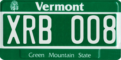 VT license plate XRB008