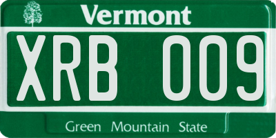 VT license plate XRB009