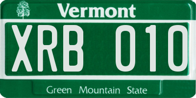 VT license plate XRB010