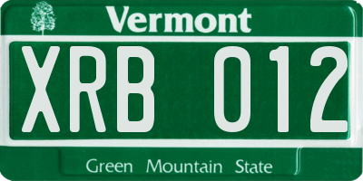 VT license plate XRB012