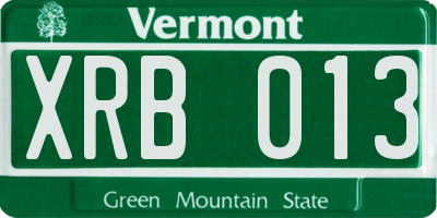 VT license plate XRB013