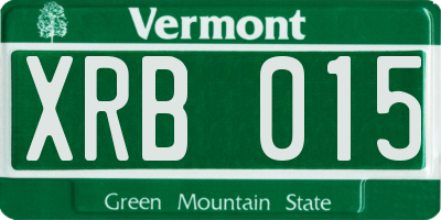 VT license plate XRB015