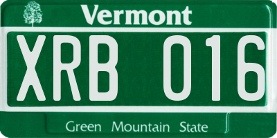 VT license plate XRB016