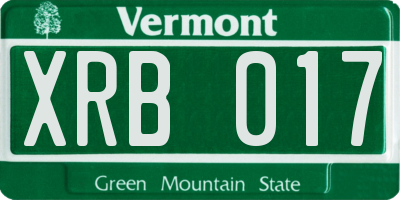 VT license plate XRB017